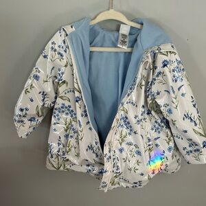 Little Me Blue and White Floral Raincoat